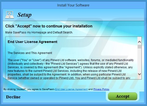 Ingannevole installer utilizzato nella distribuzione dell'adware SavePass