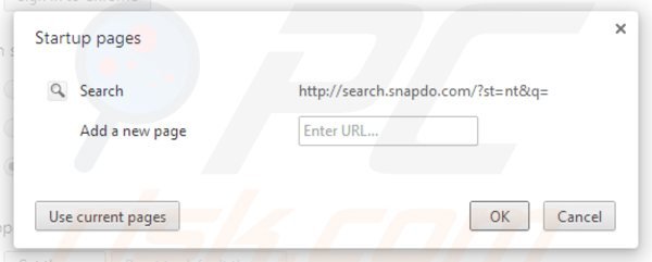 Rimuovere snapdo.com dalla Google Chrome homepage