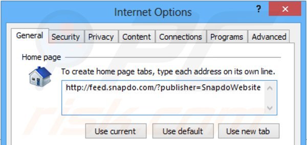 Rimuovere snapdo.com dalle homepage di Internet Explorer