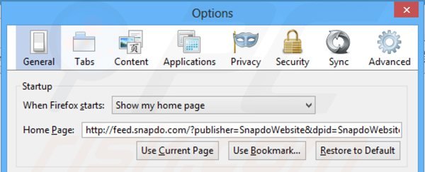 Rimuovere feed.snapdo.com dalla Mozilla Firefox homepage