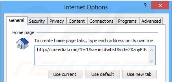 Rimuovere speedial.com dalla Internet Explorer homepage