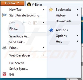 Rimuovere v-bates shopper ads da Mozilla Firefox step 1