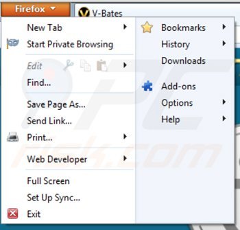 Rimuovere v-bates shopper ads da Mozilla Firefox step 1