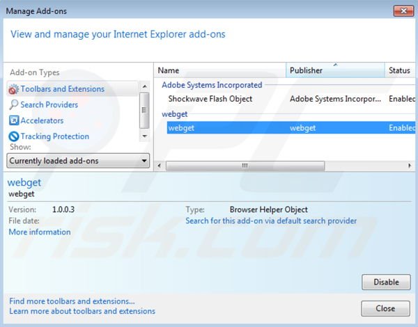 Rimuovere webget ads da Internet Explorer step 2