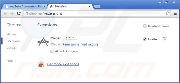 Rimuovere Youtube Accelerator da Google Chrome step 2