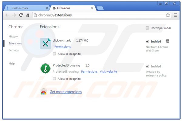 Rimuovere clicknmark ads da Google Chrome step 2