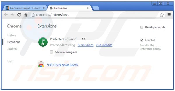 Rimuovere Consumer Input da Google Chrome step 2