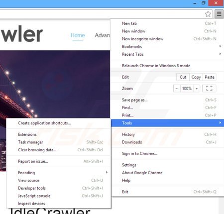 Rimuovere IdleCrawler da Google Chrome step 1