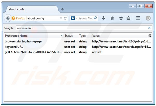 Rimuovere www-search.net dal motore di ricerca di Mozilla Firefox 