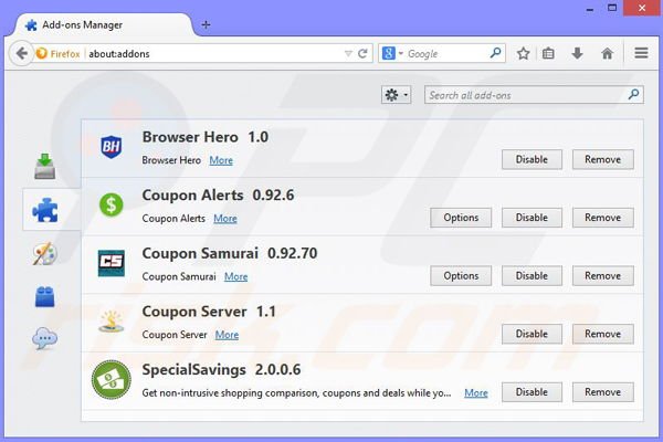 Rimuovere Browser Guard da Mozilla Firefox step 2
