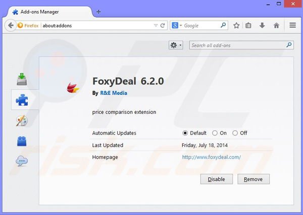 Rimuovere foxydeal ads da Mozilla Firefox step 2