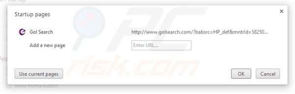 Rimuovere golsearch.com dalla Google Chrome homepage