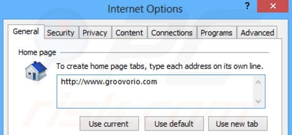 Rimuovere groovorio.com dalla Internet Explorer homepage
