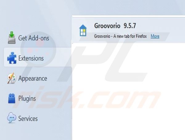 Rimuovere Groovorio.com da Mozilla Firefox