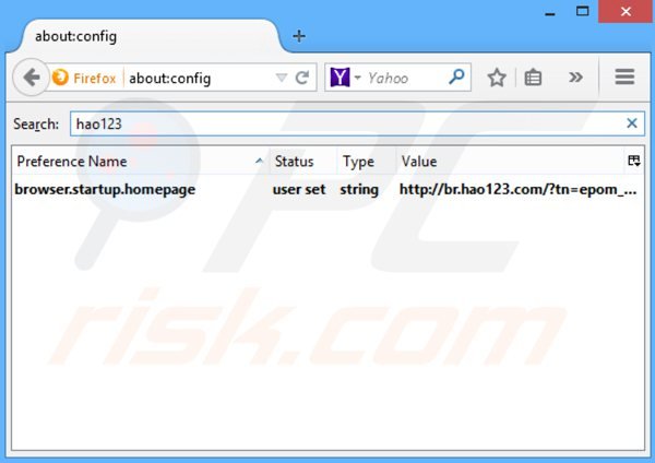 Rimuovere hao123.com dal motore di ricerca di Mozilla Firefox
