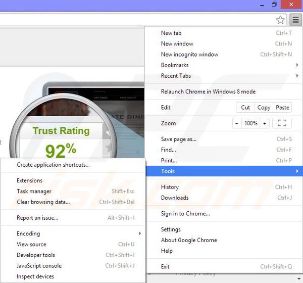 Rimuovere iReview ads da Google Chrome step 1