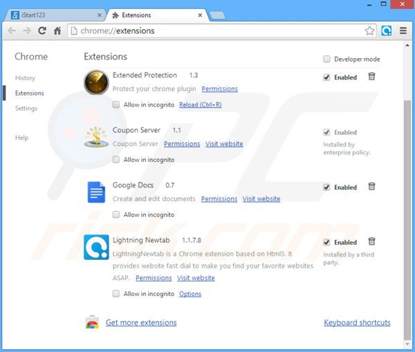 Rimuovere istart123.com da Google Chrome