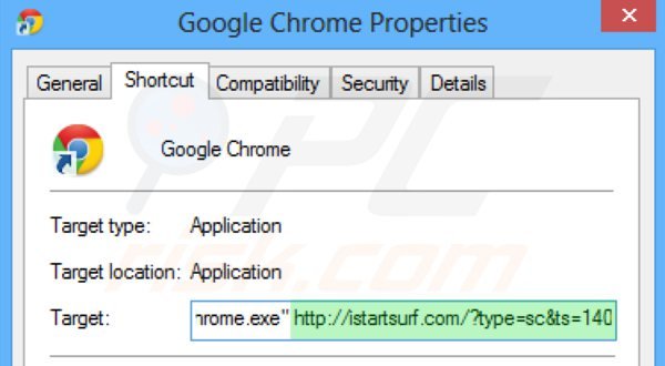 Rimuovere istartsurf.com redirect da Google Chrome