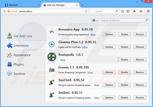 Rimuovere istartsurf.com redirect da Mozilla Firefox