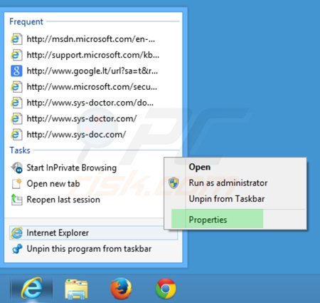 Aggiustare il collegamento rapido a Internet Explorer step 1