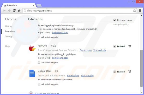 Rimuovere PassWizard da Google Chrome step 2