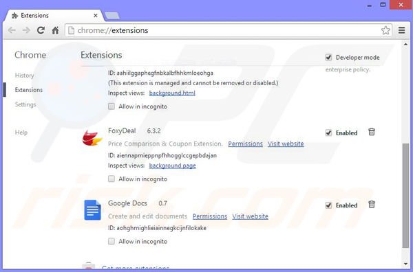 Rimuovere PassWizard da Google Chrome step 2