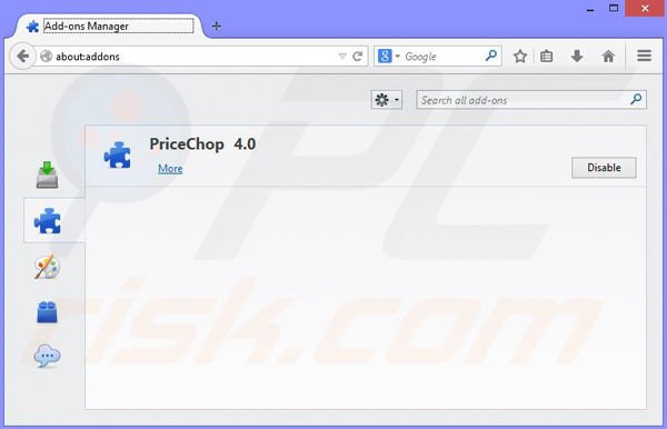 Rimuovere PriceChop ads da Mozilla Firefox step 2
