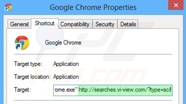 Rimuovere searches.vi-view.com dal collegamento a Google Chrome step 2