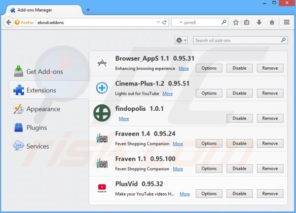 Rimuovere searches.vi-view.com dai componenti aggiuntivi di Mozilla Firefox