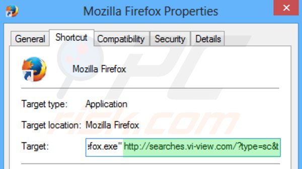 rimuovere searches.vi-view.com dal collegamento a Mozilla Firefox target 2