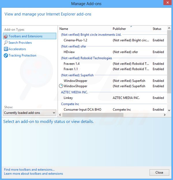 Rimuovere SmartWeb ads da Internet Explorer step 2