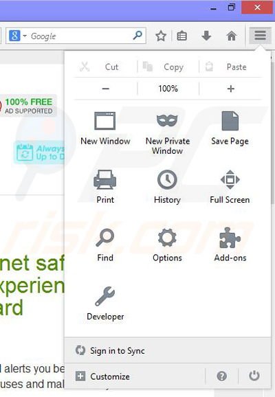 Rimuovere Surfing Safeguard da Mozilla Firefox step 1