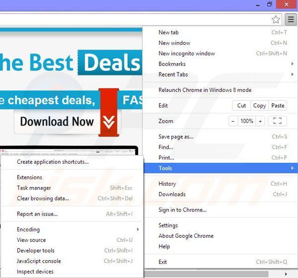 Rimuovere TheBestDeals ads da Google Chrome step 1