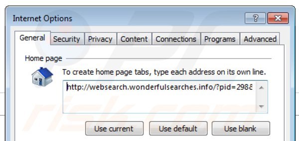 Rimuovere websearch.wonderfulsearches.info dalla Internet Explorer homepage