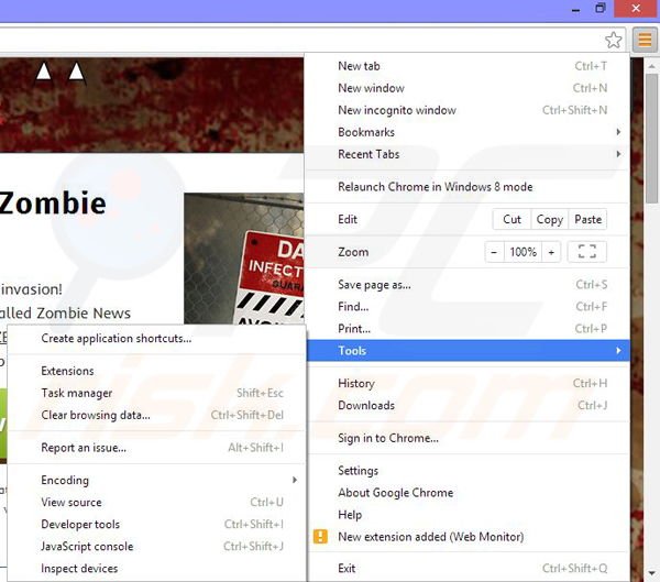 Rimuovere Zombie News da Google Chrome step 1