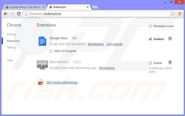 Rimuovere Zombie News da Google Chrome step 2