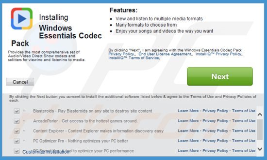 arcadeparlor adware installer sample 2