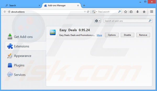 Rimuovere Easy Deals ads da Mozilla Firefox step 2