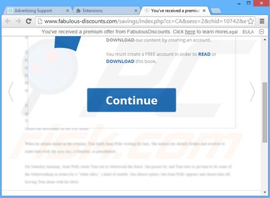 FabulousDiscounts adware mentre genera annunci intrusivi