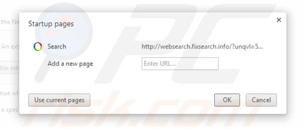 Rimuovere websearch.fixsearch.info dalla Google Chrome homepage