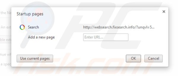 Rimuovere websearch.fixsearch.info dalla Google Chrome homepage