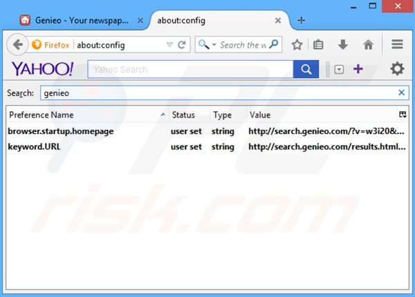 Rimuovere search.genieo.com dal motore di ricerca di Mozilla Firefox 