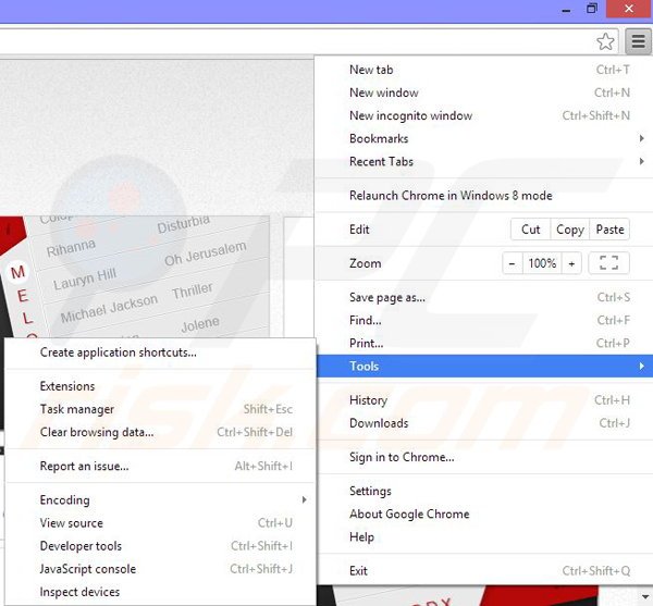 Rimuovere Melodx da Google Chrome step 1