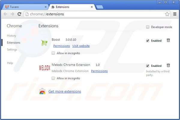 Rimuovere Melodx da Google Chrome step 2