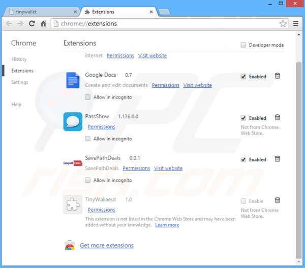 Rimuovere PicRec da Google Chrome step 2