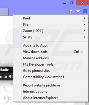 Rimuovere Play now Radio ads da Internet Explorer step 1