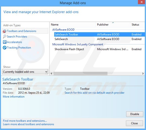 Rimuovere SafeSear.ch dai componenti aggiuntivi di Internet Explorer