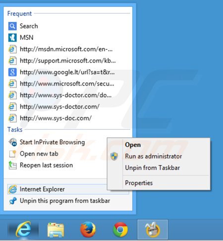 Rimuovere safesear.ch dal collegamento a internet explorer