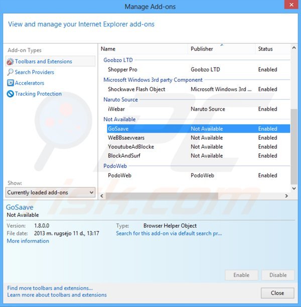 Rimuovere GoSave ads da Internet Explorer step 2