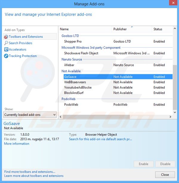 Rimuovere GoSave ads da Internet Explorer step 2